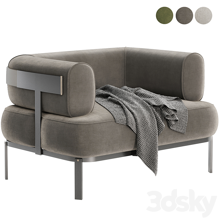 BELT Armchair By BAXTER design 3DS Max Model - thumbnail 2