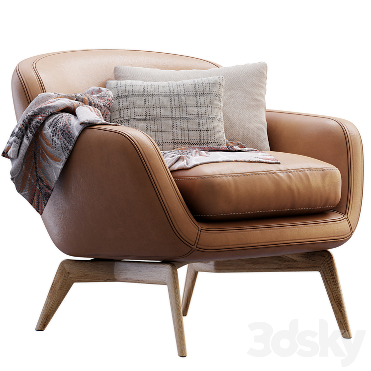 Belt Leather Armchair 3DS Max Model - thumbnail 1