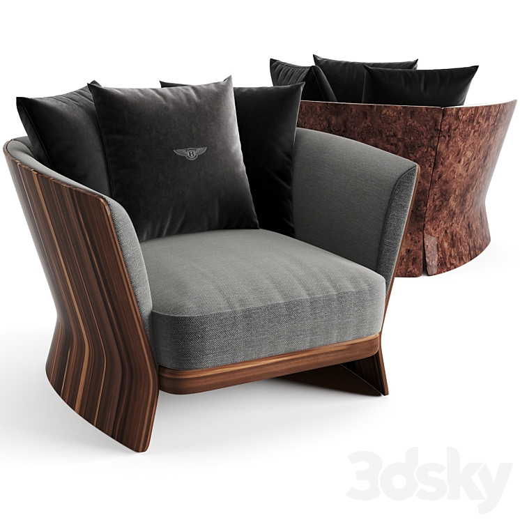 Bentley Home Newent Armchair 3DS Max - thumbnail 2