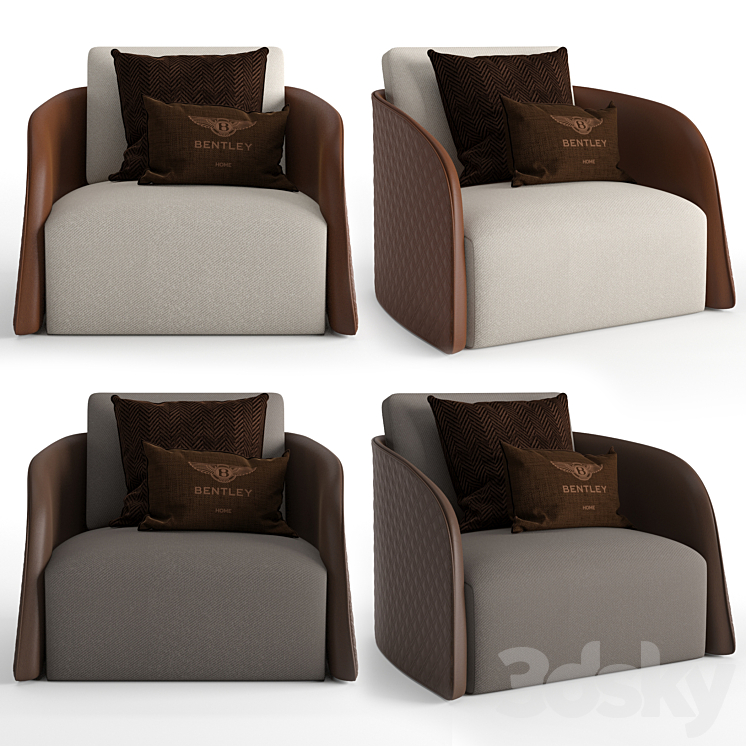 Bentley home swan armchair 3DS Max - thumbnail 1