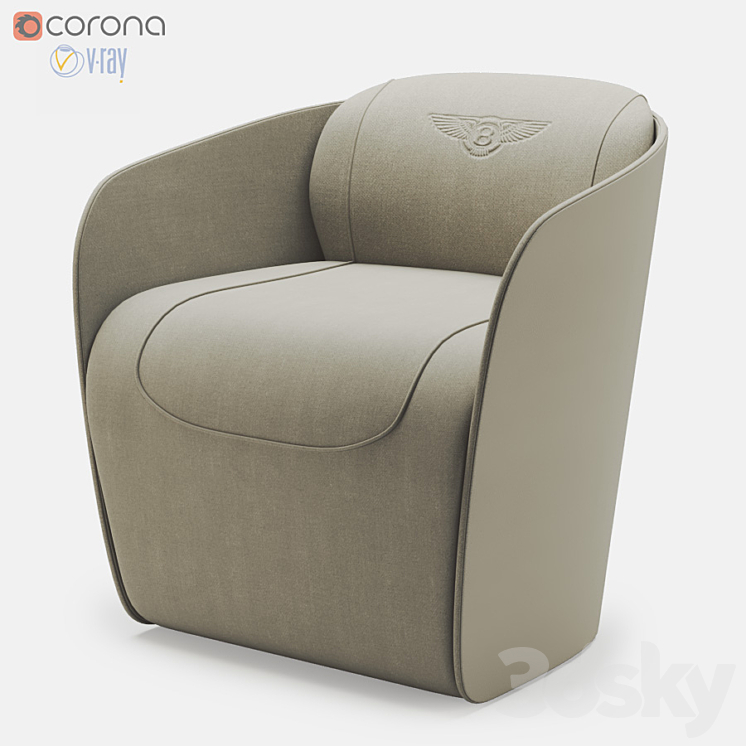 Bentley rugby armchair 3DS Max Model - thumbnail 3