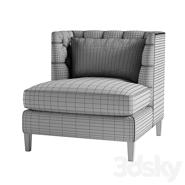 bernhardt Abbey Armless Chair 3DS Max Model - thumbnail 3