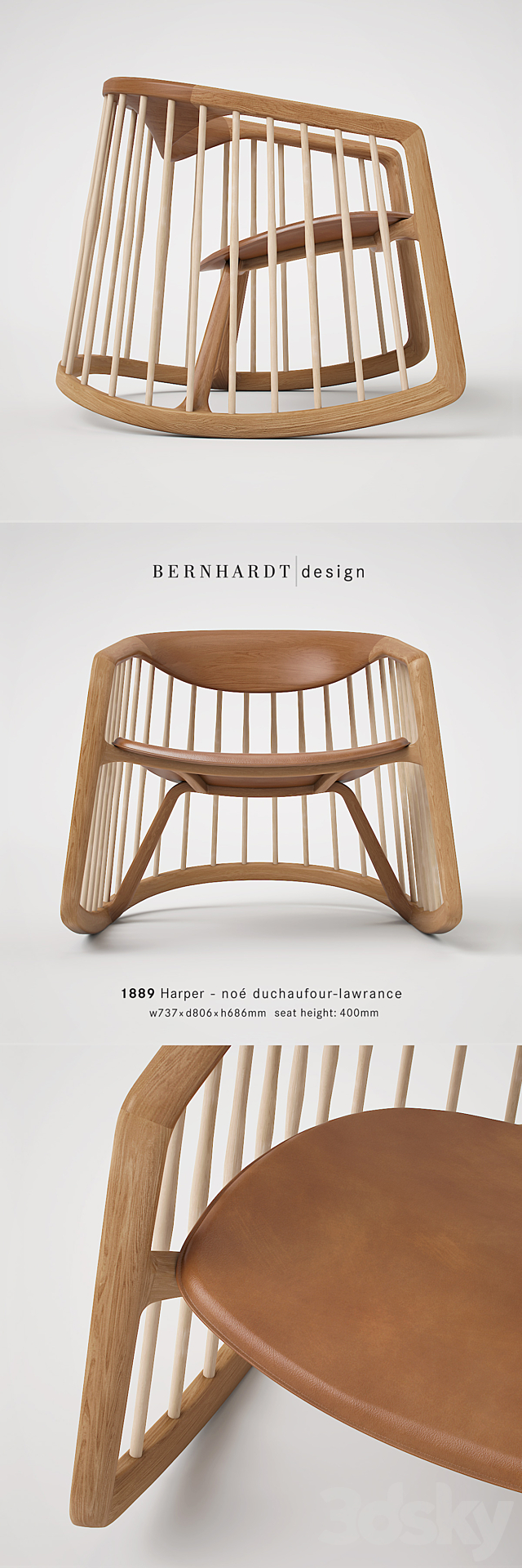 Bernhardt Design Harper Rocking Chair 3DSMax File - thumbnail 2