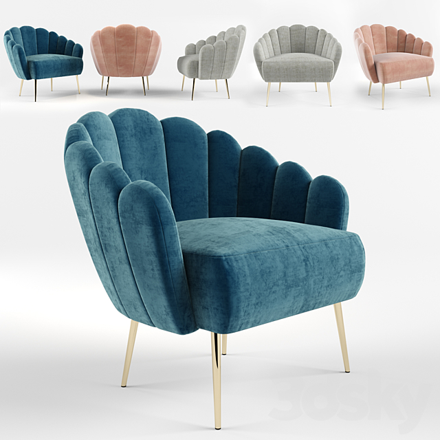 Bethan Gray Feathered Occasional Chair 3DSMax File - thumbnail 1