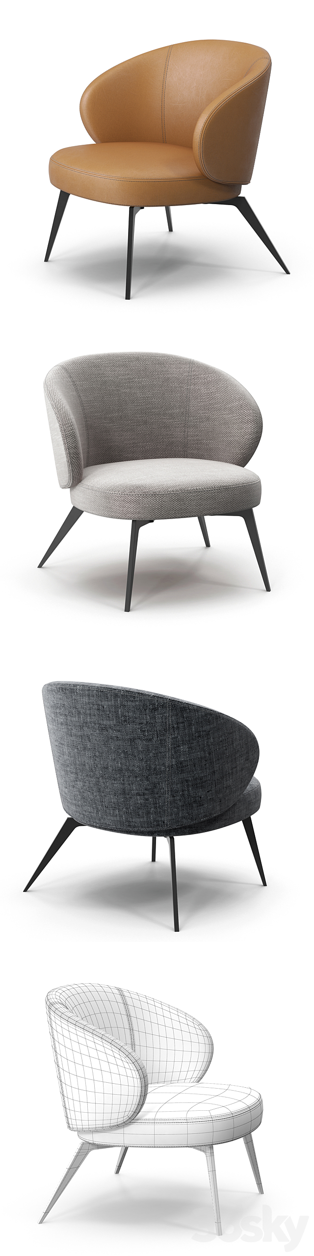 Bice armchair by Lema 3ds Max - thumbnail 3