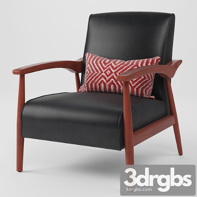 Black Bonded Leather Arm Chair 3dsmax Download - thumbnail 1