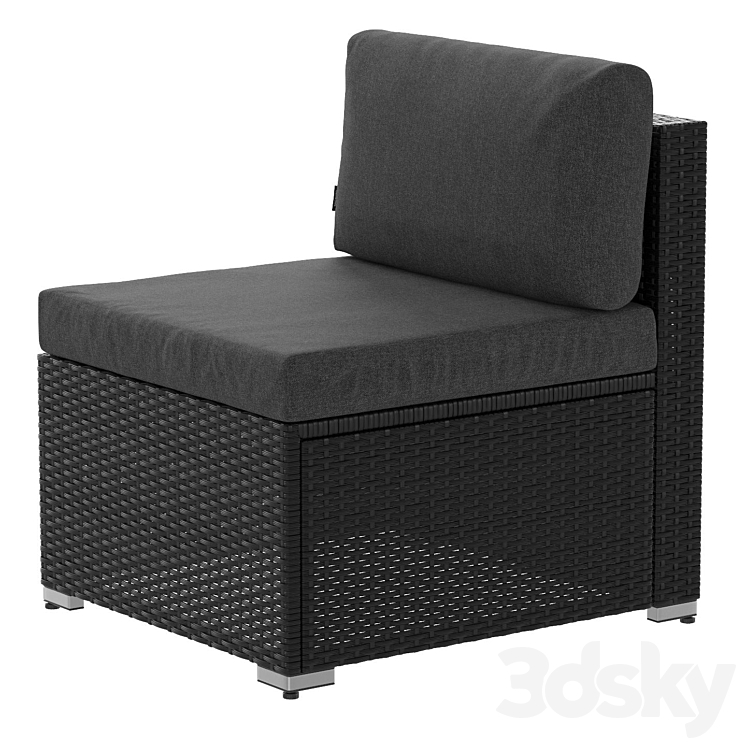 Black straight armchair (wicker outdoor furniture) 02 3DS Max - thumbnail 2