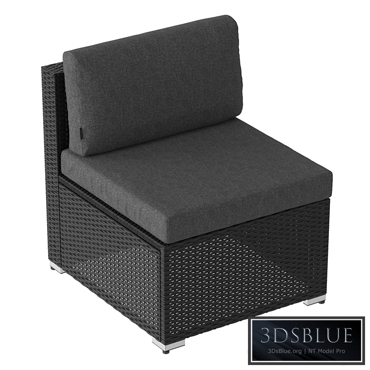 Black straight armchair (wicker outdoor furniture) 02 3DS Max - thumbnail 3