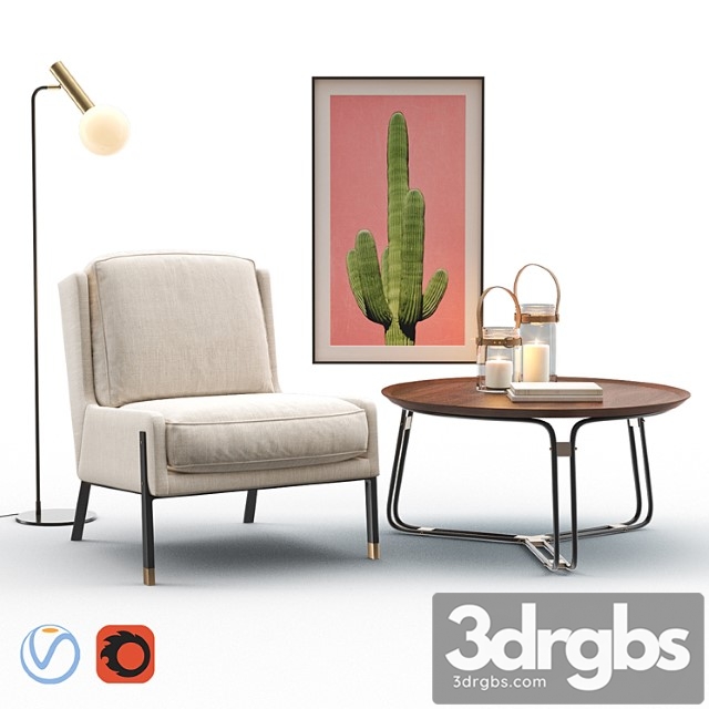 Blink easy chair – qt coffee table – emery floor lamp 3dsmax Download - thumbnail 1