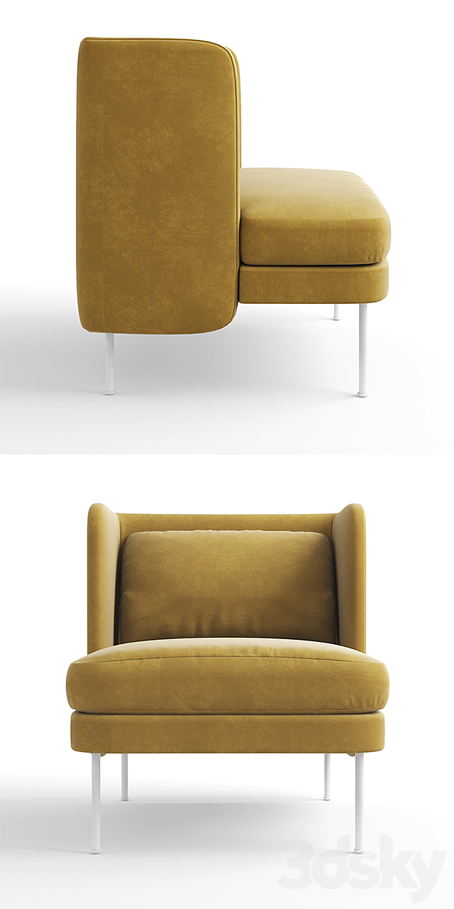 Bloke Velvet Lounge Chair 3DSMax File - thumbnail 2