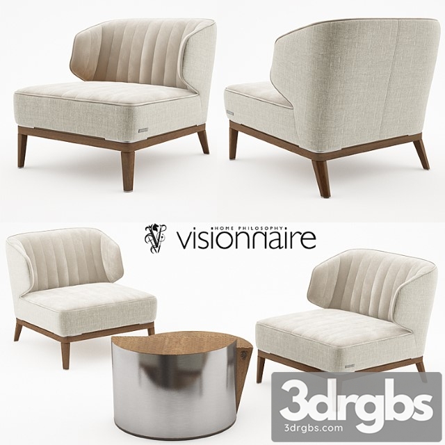 Blondie armchair with cyborg large table – visionnaire home philosophy 3dsmax Download - thumbnail 1