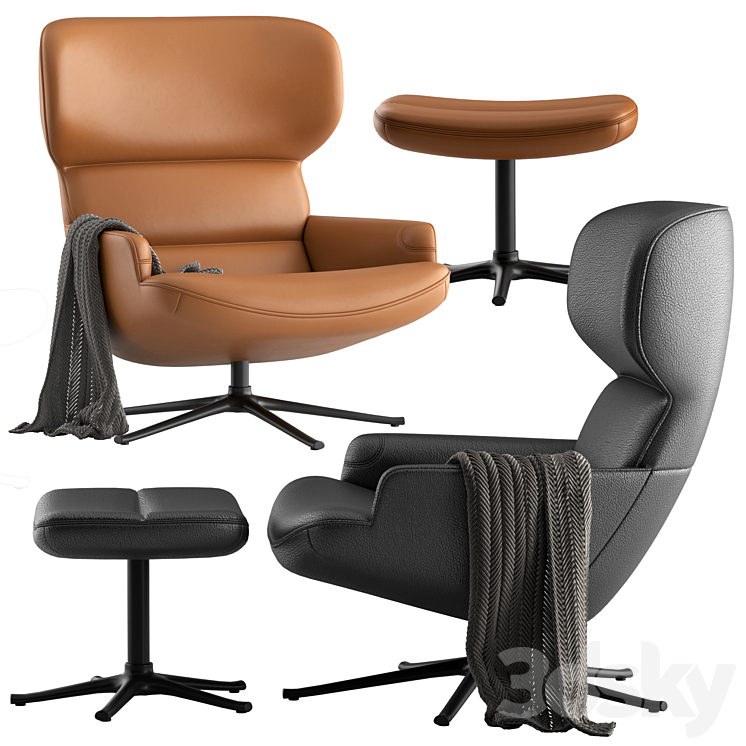 Boconcept-Trento chair + Trento footstool 3DS Max - thumbnail 2