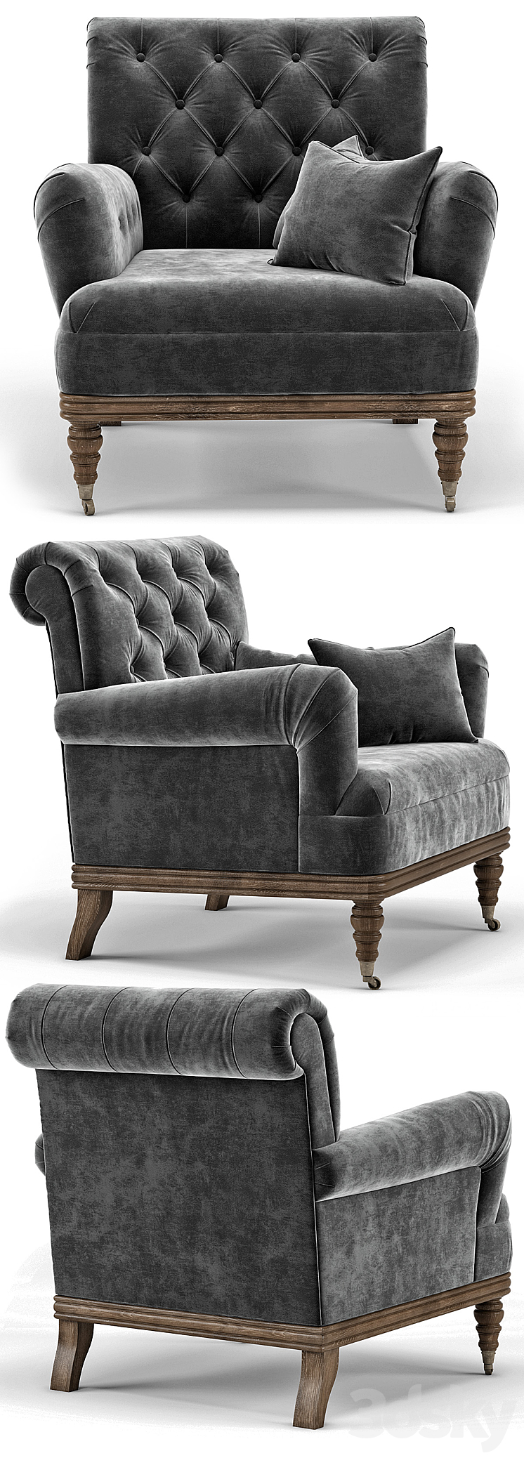 Bogart Accent Chair 3DS Max - thumbnail 2