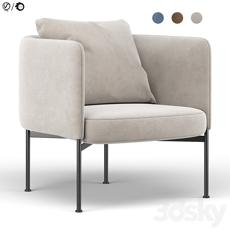 Bonnet club armchair 3DS Max Model - thumbnail 1