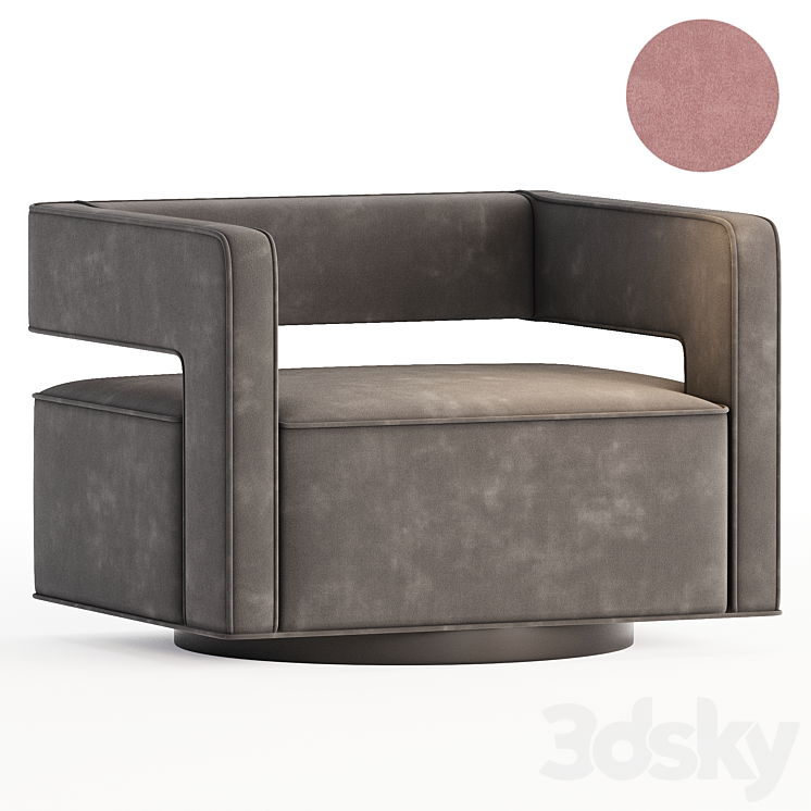 Booth Performance Velvet Swivel Armchair 3DS Max Model - thumbnail 1