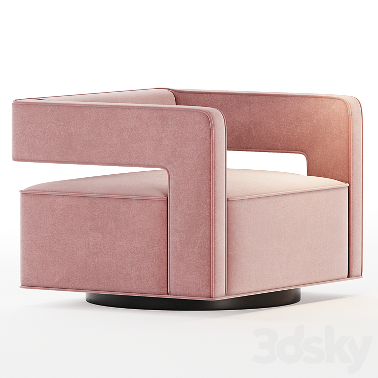 Booth Performance Velvet Swivel Armchair 3DS Max Model - thumbnail 2