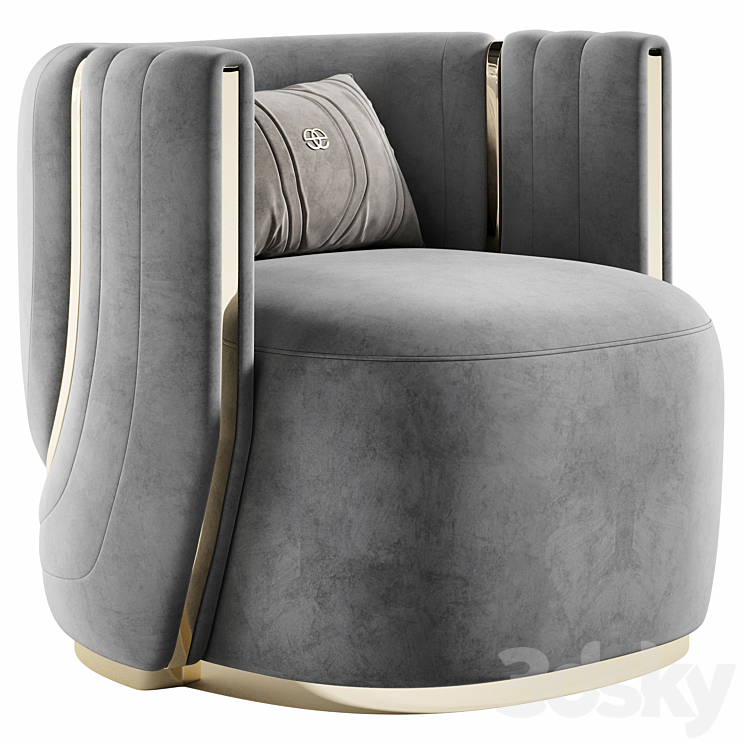 Botega Silver Armchair by Elvemobilya 3DS Max Model - thumbnail 1