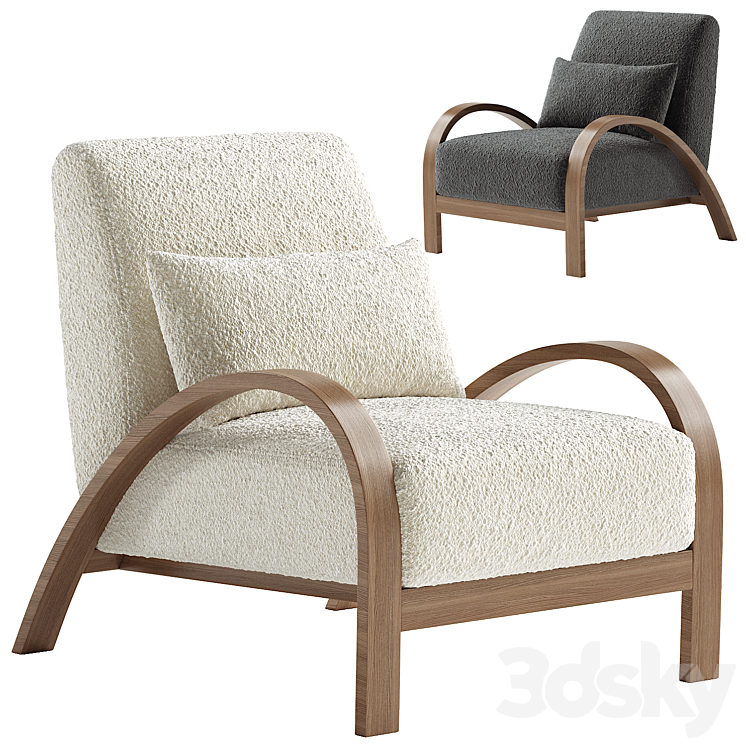 Boucle Bentwood Armchair 3DS Max Model - thumbnail 1