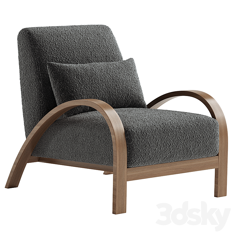 Boucle Bentwood Armchair 3DS Max Model - thumbnail 2