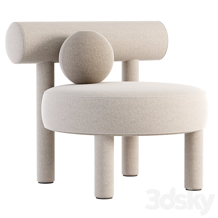 Boucle gropius chair 3DS Max Model - thumbnail 1