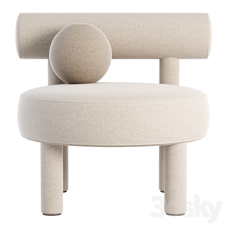 Boucle gropius chair 3DS Max Model - thumbnail 2