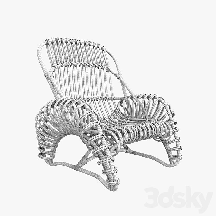 Boucle rattan armchair Kok Maison 627_1 3DS Max - thumbnail 2