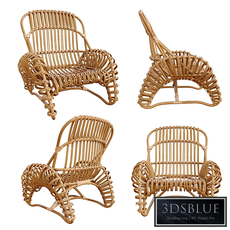 Boucle rattan armchair Kok Maison 627_1 3DS Max - thumbnail 3