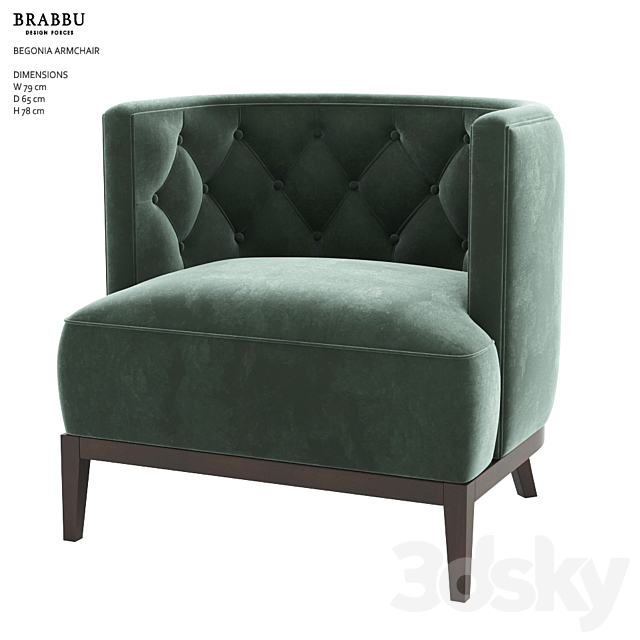 BOURBON ARMCHAIR – BRABBU 3DS Max Model - thumbnail 2