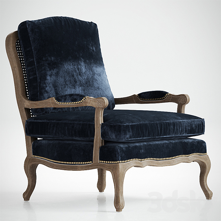 Boutique Accent Chair in Cut Blue Pile 3DS Max - thumbnail 1