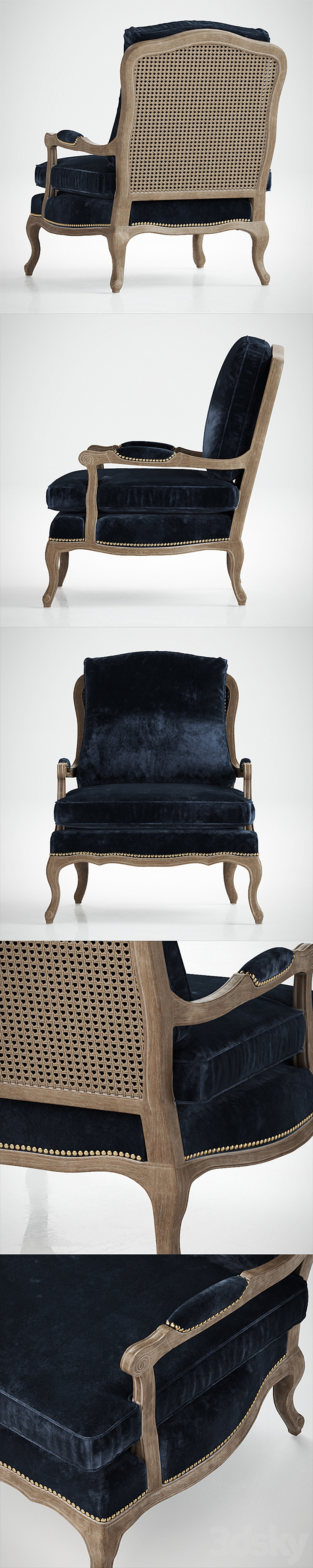 Boutique Accent Chair in Cut Blue Pile 3DS Max - thumbnail 2