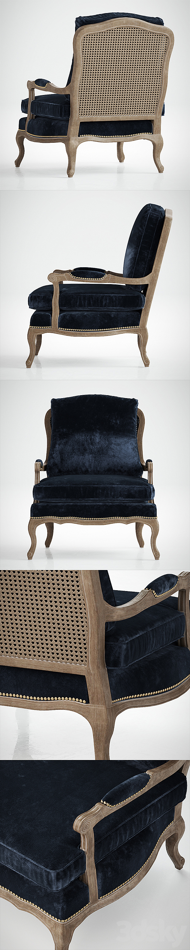 Boutique Accent Chair in Cut Blue Pile 3DSMax File - thumbnail 2