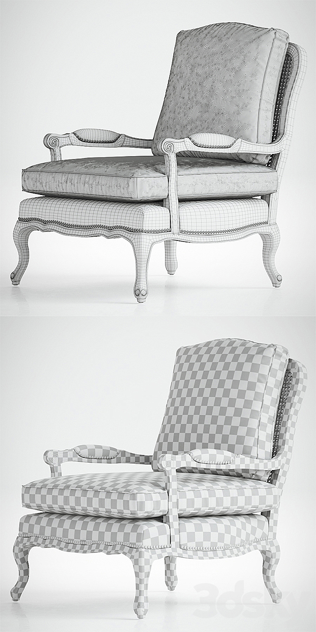 Boutique Accent Chair in Cut Blue Pile 3DSMax File - thumbnail 3