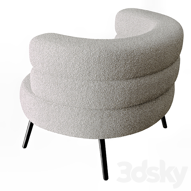 Boyle White Boucle Armchair 3DS Max Model - thumbnail 2