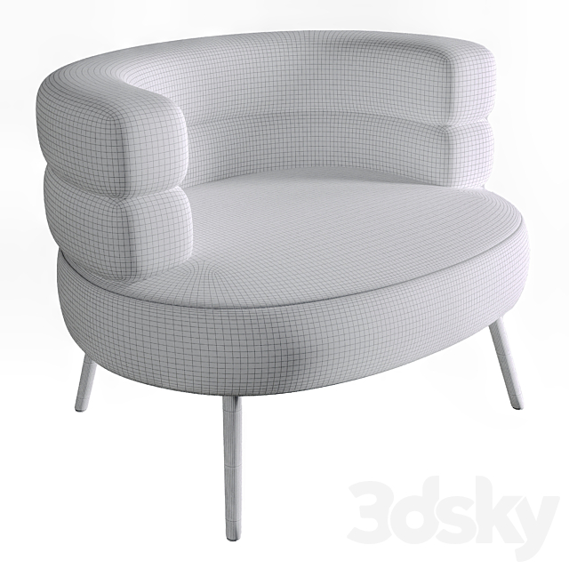 Boyle White Boucle Armchair 3DS Max Model - thumbnail 4