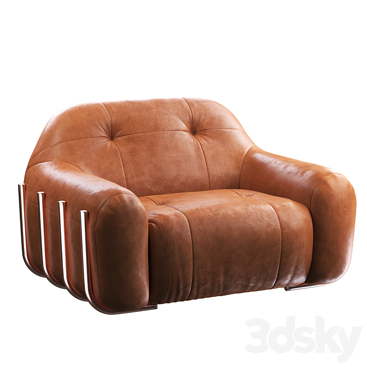 Brace Leather Chair 3DS Max Model - thumbnail 1