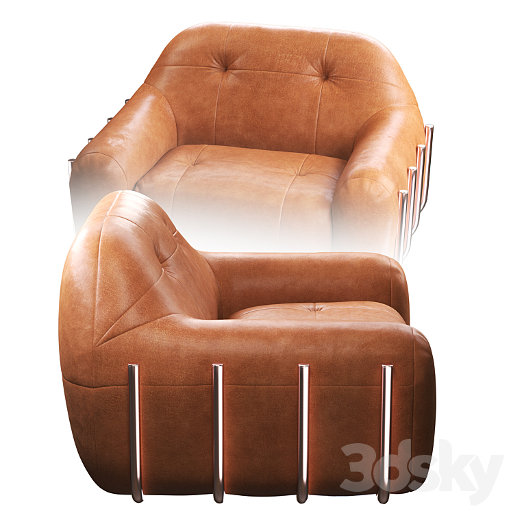 Brace Leather Chair 3DS Max Model - thumbnail 2