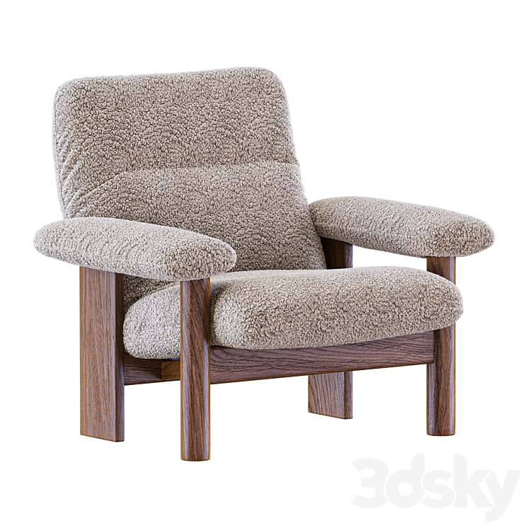 brasilia armchair and ottoman 3DS Max Model - thumbnail 2