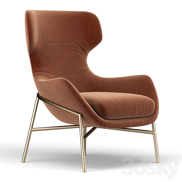 Brera armchair 3DS Max Model - thumbnail 2