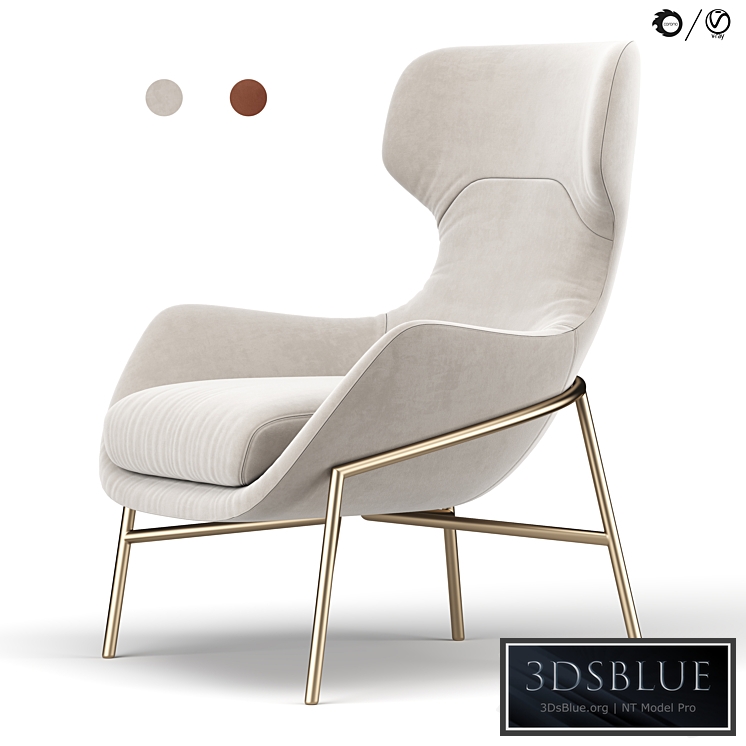 Brera armchair 3DS Max - thumbnail 3