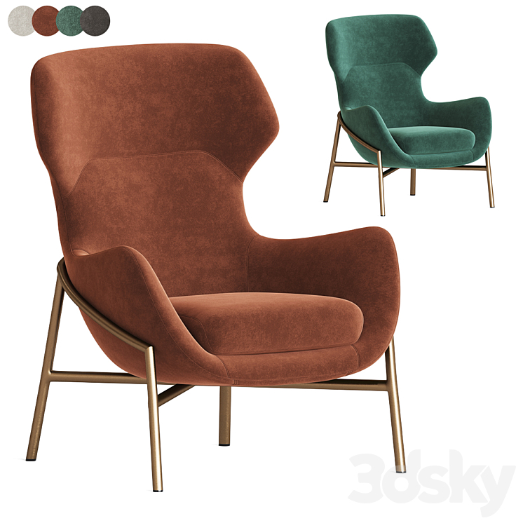 Brera Armchair Giuliomarelli 3DS Max Model - thumbnail 2