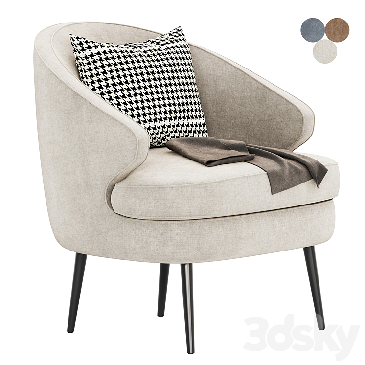 Brevik armchair 3DS Max Model - thumbnail 1