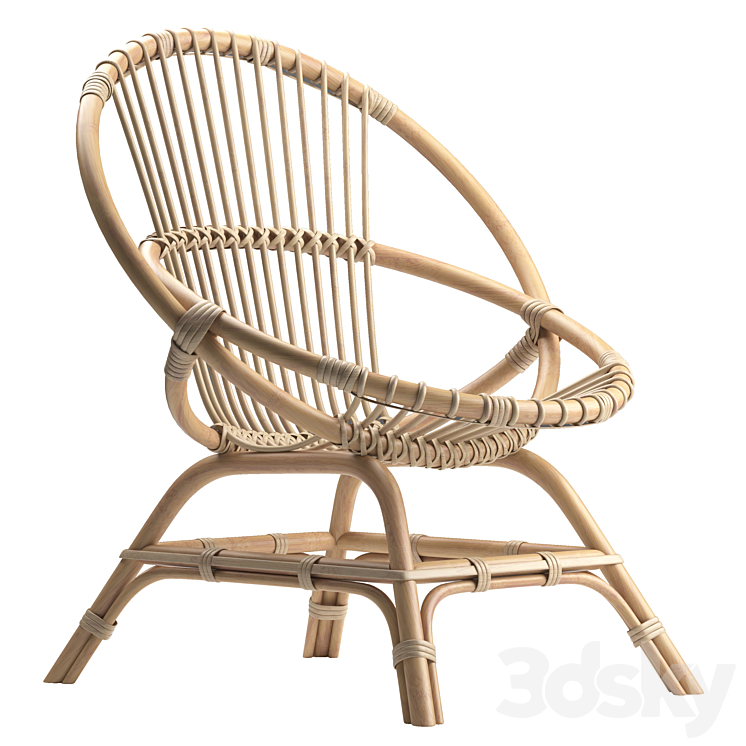 Brigitte rattan armchair 3DS Max Model - thumbnail 1