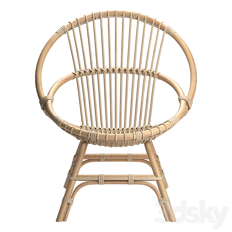 Brigitte rattan armchair 3DS Max Model - thumbnail 2