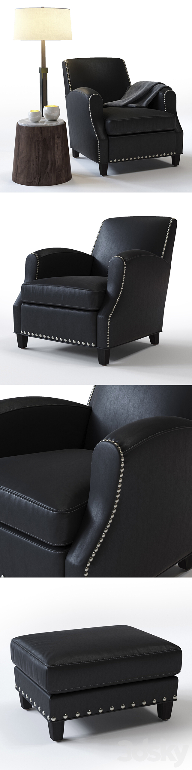 C & B Metropole Leather Chair 3ds Max - thumbnail 2