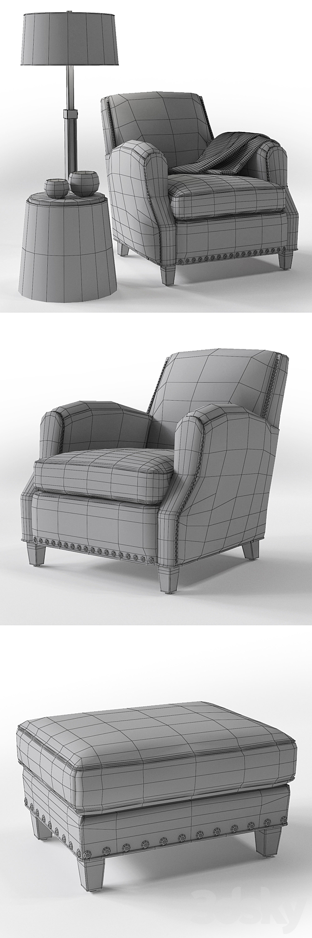 C & B Metropole Leather Chair 3ds Max - thumbnail 3