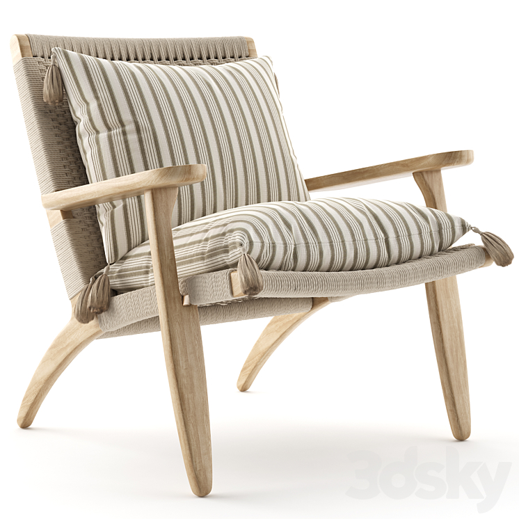 Cable Lounge Armchair Natural 3DS Max Model - thumbnail 1