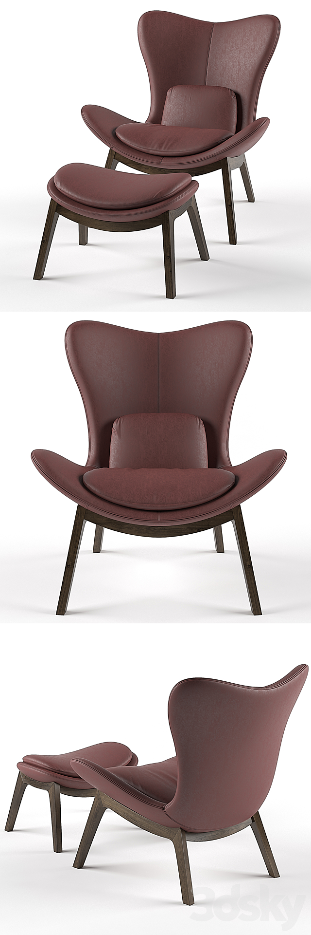 Calligaris Lazy armchair & footstool 3DSMax File - thumbnail 2