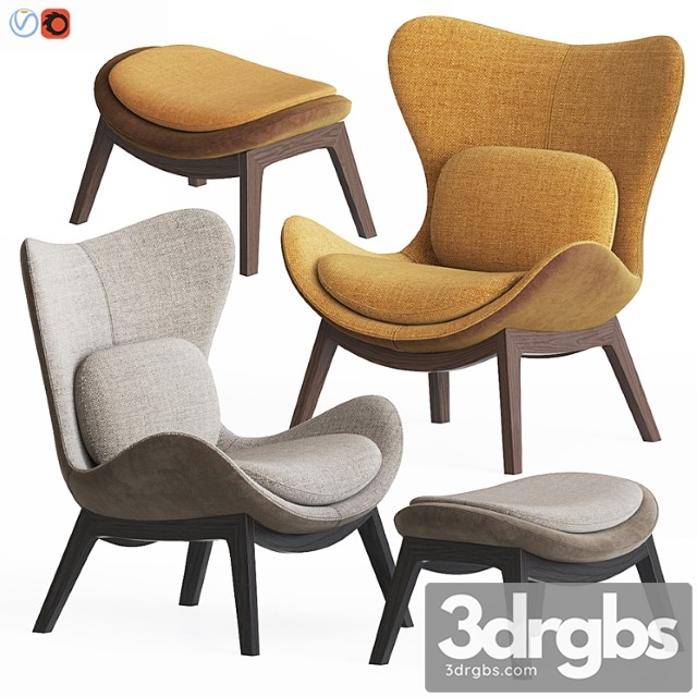 Calligaris Lazy Armchair Pouf Set 3dsmax Download - thumbnail 1