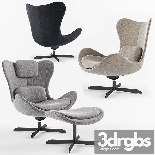 Calligaris lazy armchair with 4 spoke base 3dsmax Download - thumbnail 1