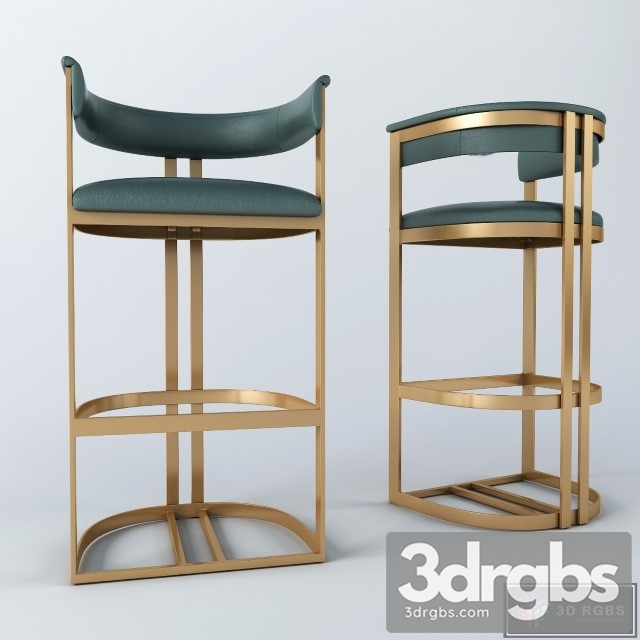 Calvin Bar Chair In Antique Brass 3dsmax Download - thumbnail 1